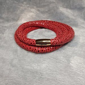 Endless Triple Red Reptile Leather Gold Clasp Bracelet JLO 7 inch NEW A89